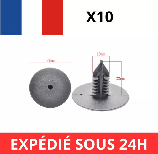 10 Clips Pare-Boue Renault – Compatibles Clio, Kangoo, Laguna, Mégane, Scénic, Modus – Réf. 7703077225